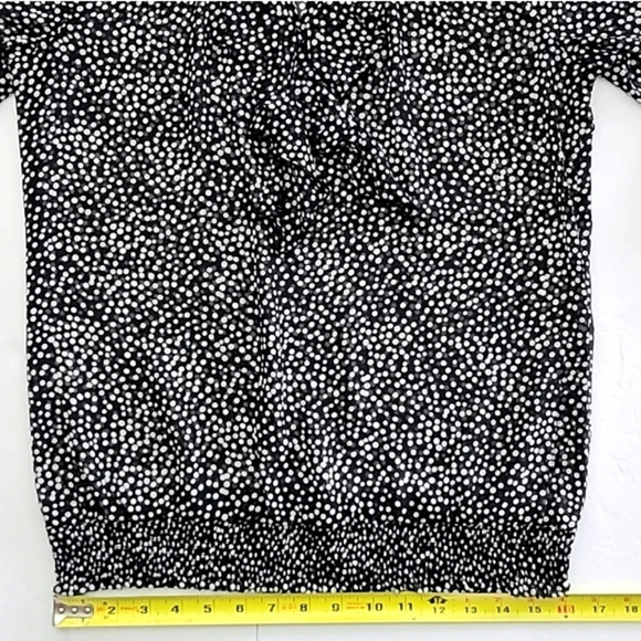 ESPRIT  Blouse Top Black White Polka Dots Semi Sheer Ruffle Long Sleeves Size XS - Picture 11 of 14